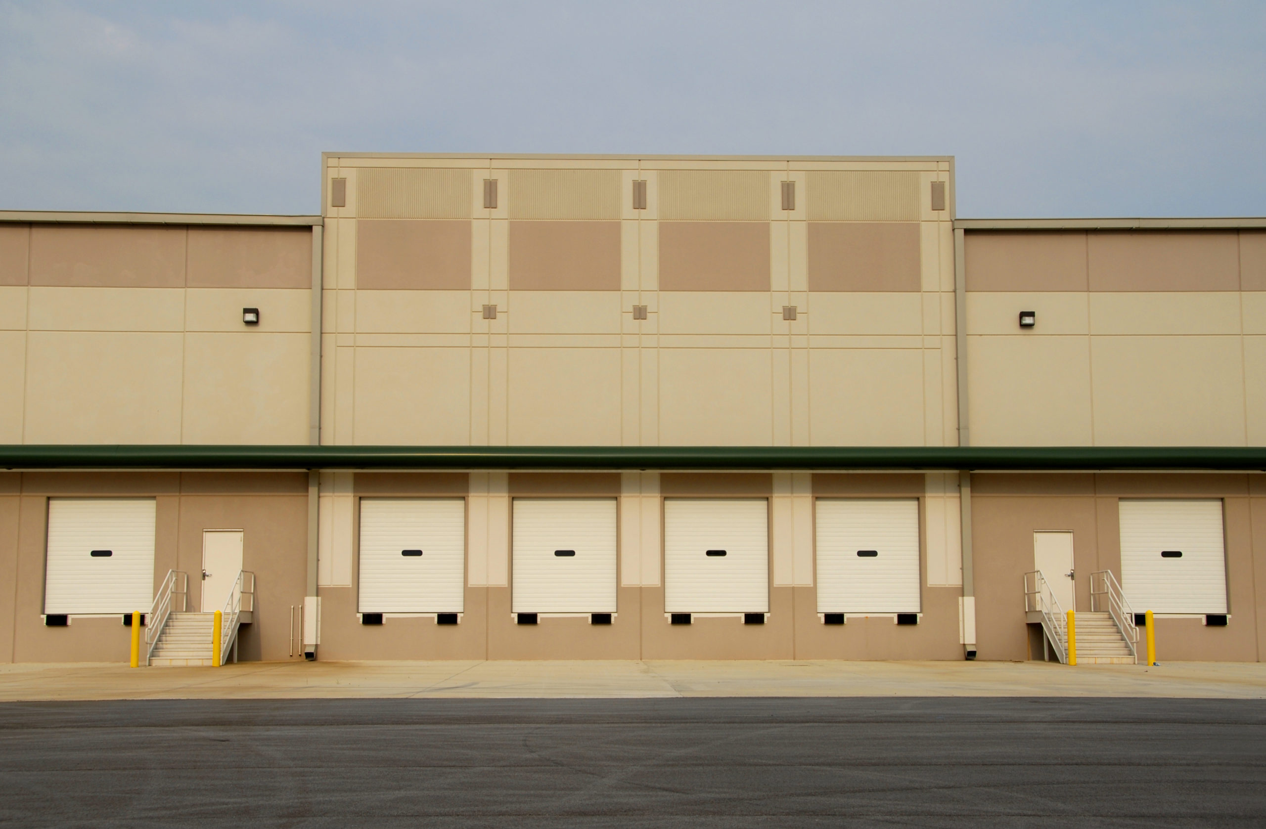 Loading dock of a new commercial warehouse building